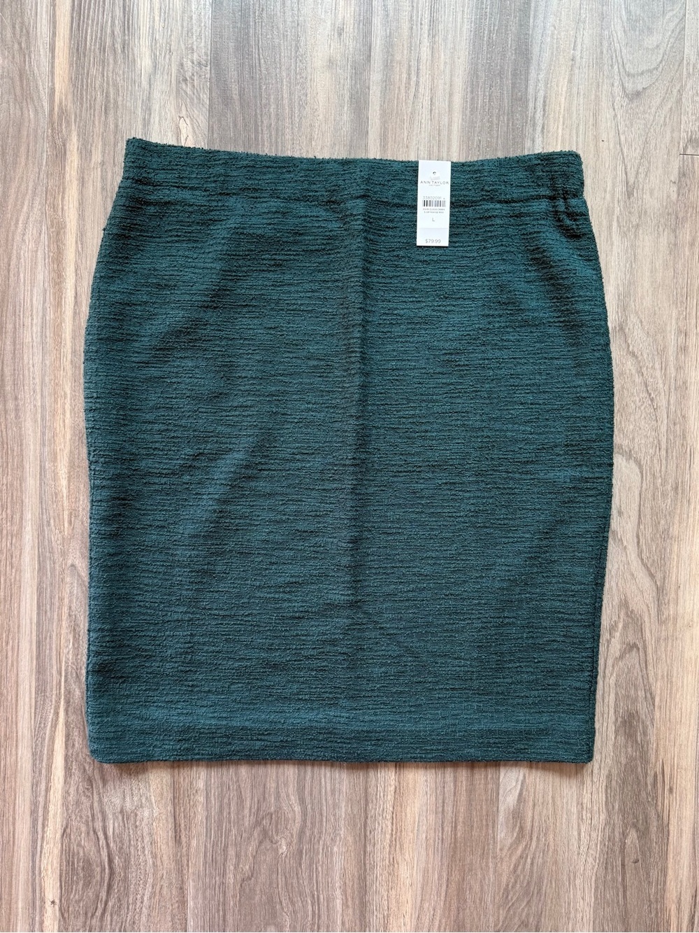 NWT Ann Taylor Factory Emerald Green Textured Pencil Skirt Size L